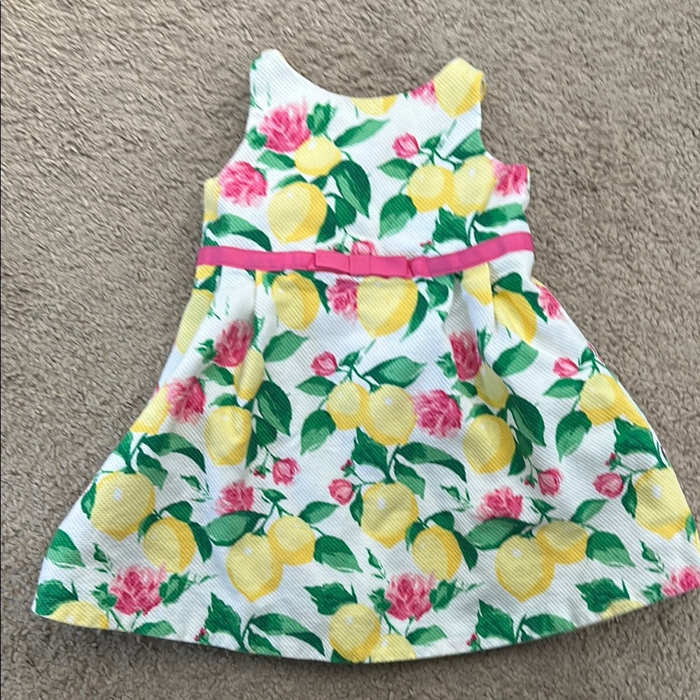 Floral Lemon Print Kids Dress